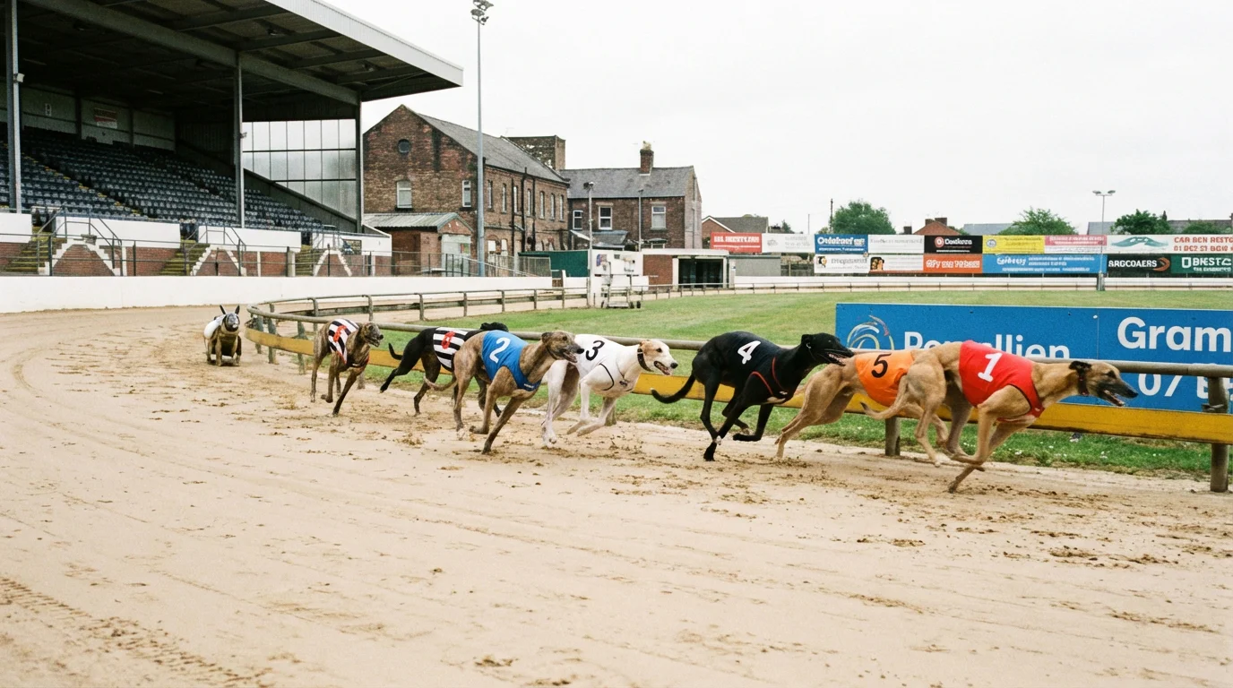 Greyhound racing at a BAGS afternoon meeting on a sand track