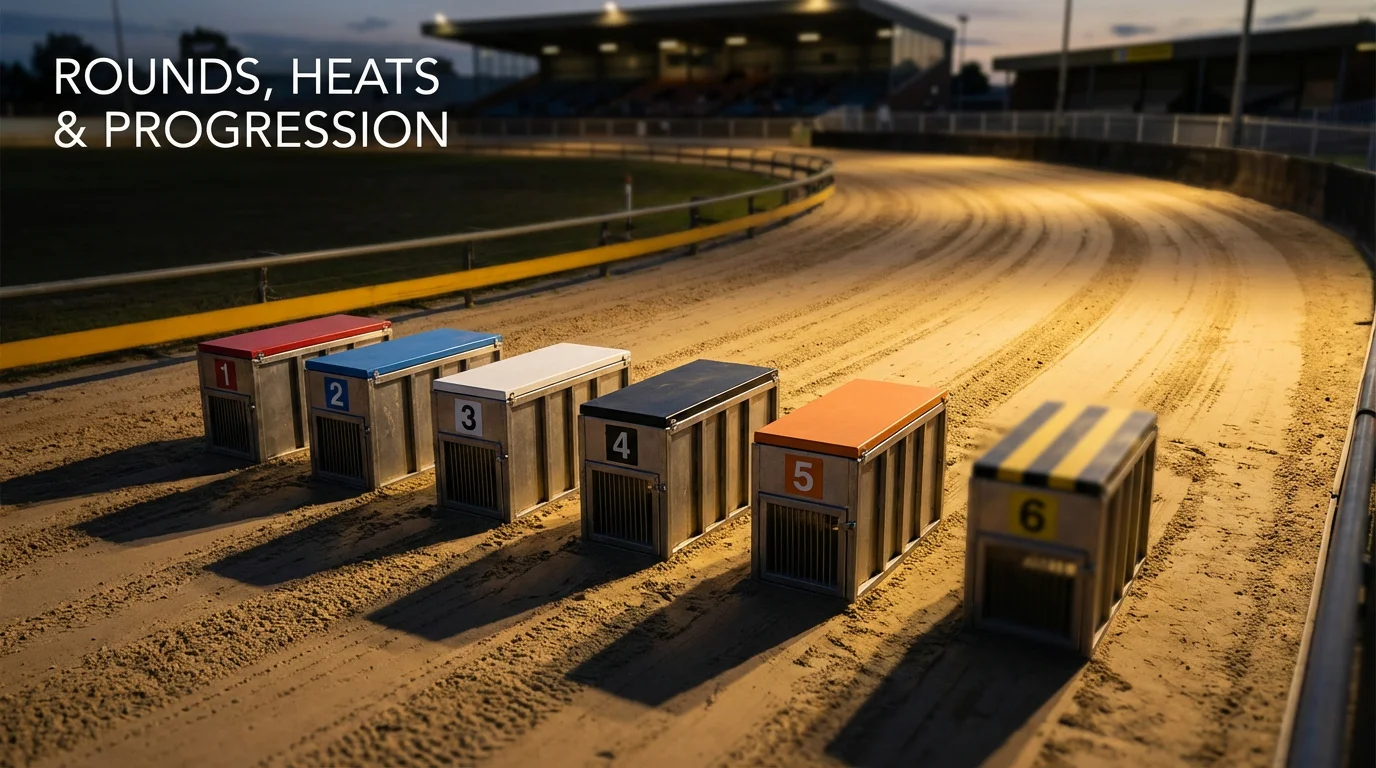 Greyhound Derby format showing rounds heats and progression to the final