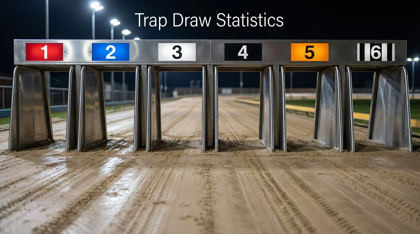 Greyhound trap draw statistics at a UK racing track starting traps
