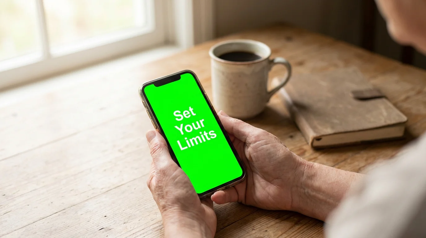 Person setting deposit limits on a betting account on a mobile phone